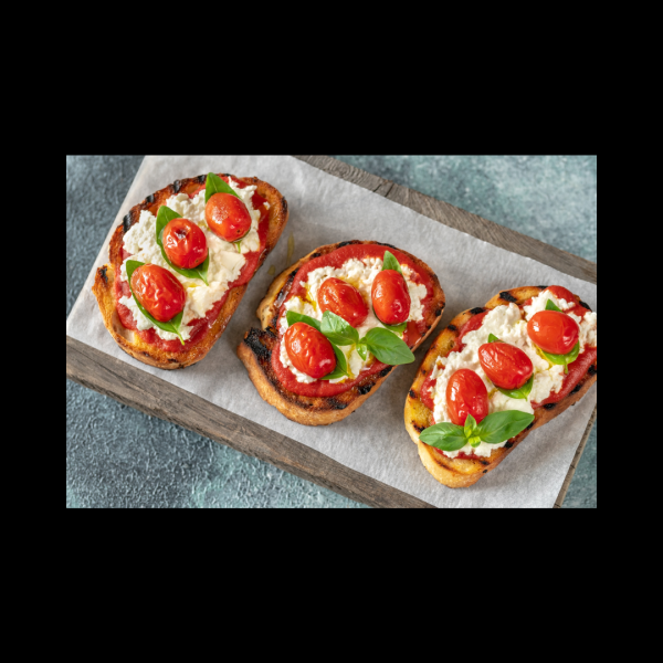 Recette de La Bruschetta aux tomates rôties :