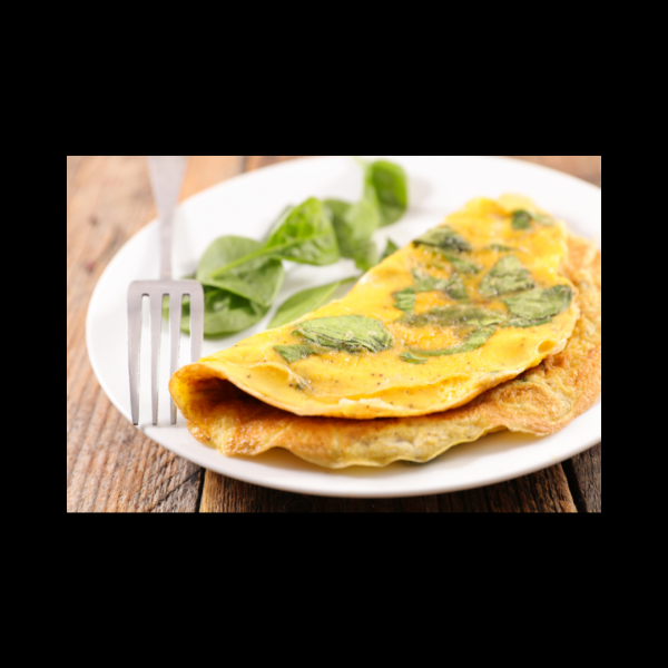 Omelette aux épinards et graines de lin